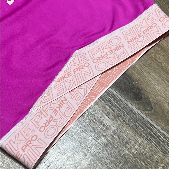 Nike Pro Dri-FIT Cropped Top – Fire Pink with Logo Band – Women’s‎ Small - Picture 9 of 15